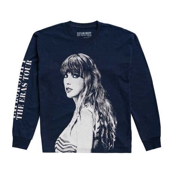 NEW Taylor Swift The Eras Tour OFFICIAL Navy Blue Long Sleeve Photo Shirt sz XL - Picture 1 of 7